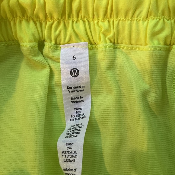 Lululemon Athletica NWOT Neon Yellow 2.5” lined shorts - Picture 2 of 5